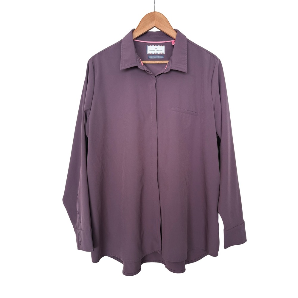 Modern Ambition Womens XL Plum Purple Technical Long Sleeve Button Down Shirt